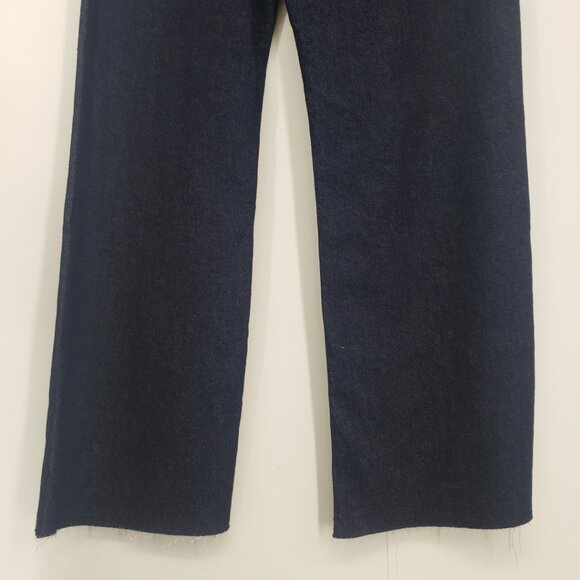 Zara New Straight Leg Jeans 2 High Rise Waist Dark Wash Denim Blue - Picture 7 of 10